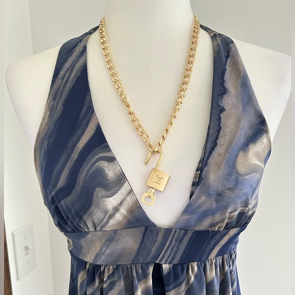 LOUIS VUITTON Padlock & Key Set Vintage Gold Plated Pre-Owned #303 - Picture 6 of 11